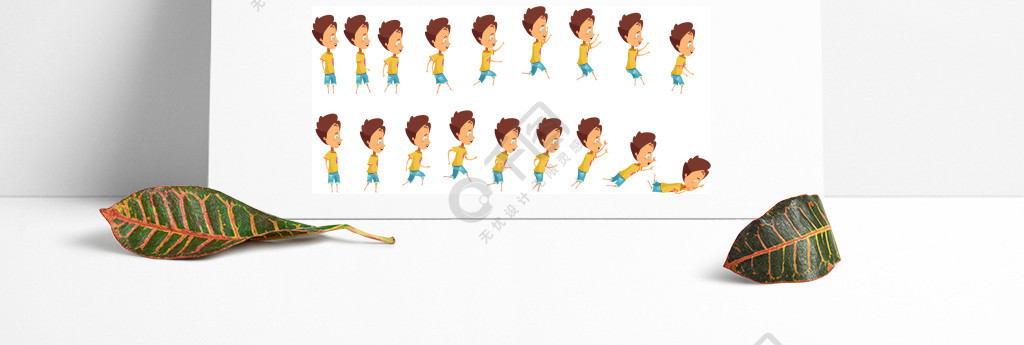 跳跃的男孩动画跳跃和跌倒的男孩卡通风格的帧序列动画孤立的矢量图