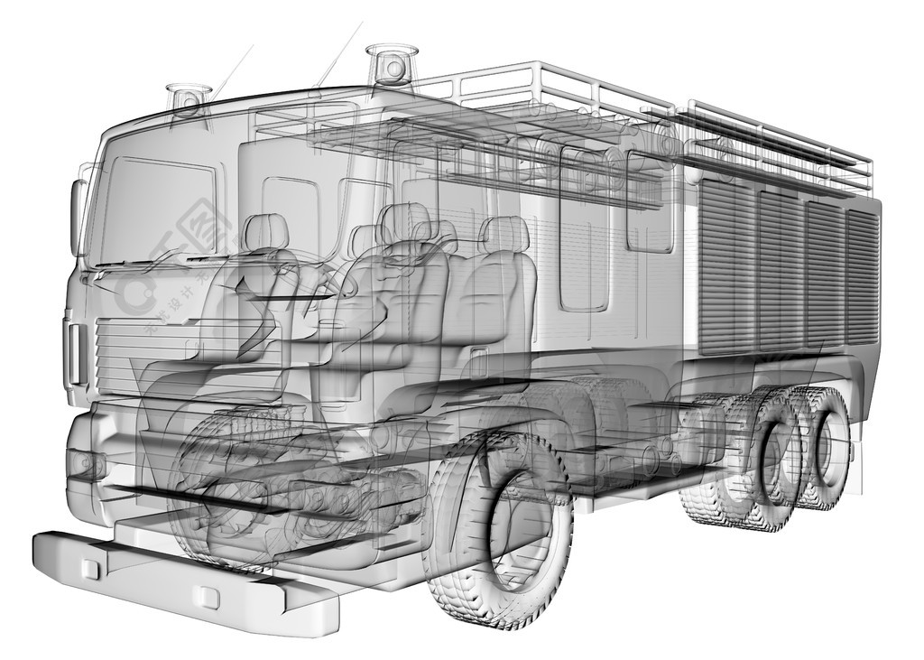 绝缘的透明消防车