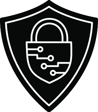 网络安全标志符号图标剪影符号保障带有封闭式挂锁的防护罩人工智能负