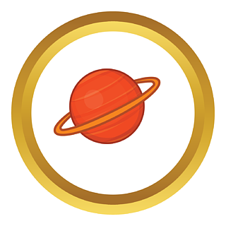 土星在金色圆圈,卡通风格孤立在白色背景上的矢量图标土星矢量图标