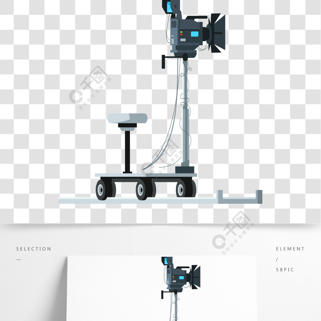 派攝製設備隔絕了在白色背景的漫畫人物專業相機半平rgb顏色矢量圖
