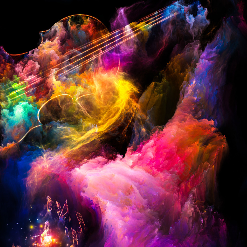 音乐系列的颜色音乐符号和色彩绘画在表演艺术音乐声音和创造力方面的