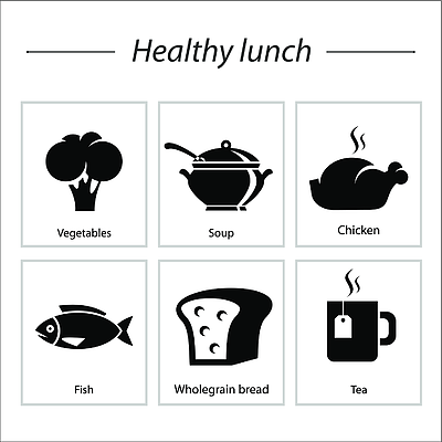 健康午餐套餐矢量图标