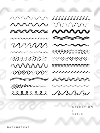 不同风格和变化的锯齿形或波浪线传染媒介手图画线油漆刷波浪和之字形例证之字形或波浪线具有不同的样式和变化矢量手绘图片