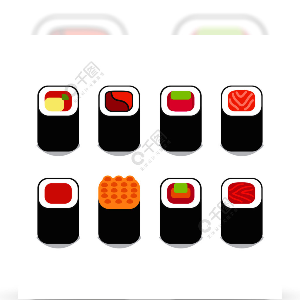日本食品矢量图标集另外寿司象例证日本料理寿司图标集1年前发布