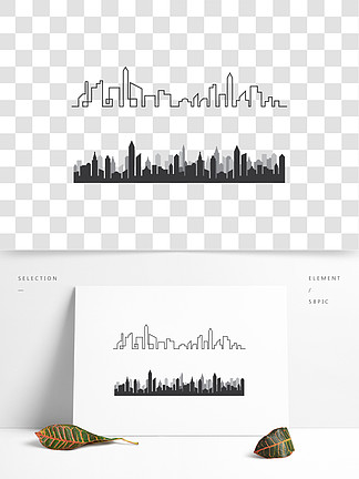现代城<i>市</i>天际线城<i>市</i>剪影平面设计中的矢量图