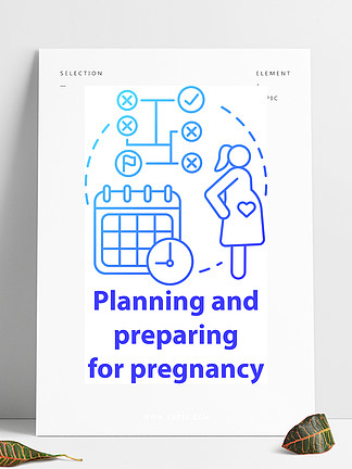 计划和为怀孕蓝色概念图标做准备未来的母亲的主意细线图日历法，<i>排</i><i>卵</i>，产假计划生育矢量孤立的轮廓图