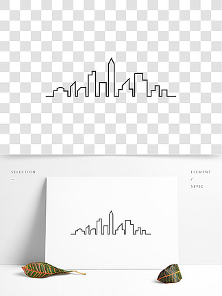 现代城市天际线城市剪影平面设计中的矢量图