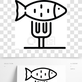 鱼粉图标概述鱼粉在白色背景上孤立的网络设计矢量图标鱼粉图标，轮廓样式