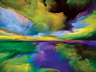 光谱云逃离现实系列以<i>山</i><i>水</i><i>画</i>，想象力，创造力和艺术为主题的超现实日落日出色彩和纹理的背景设计