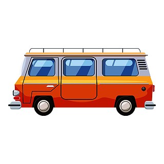 迷你巴士图标微型公共汽车传染媒介象的动画片例证网络设计的卡通风格