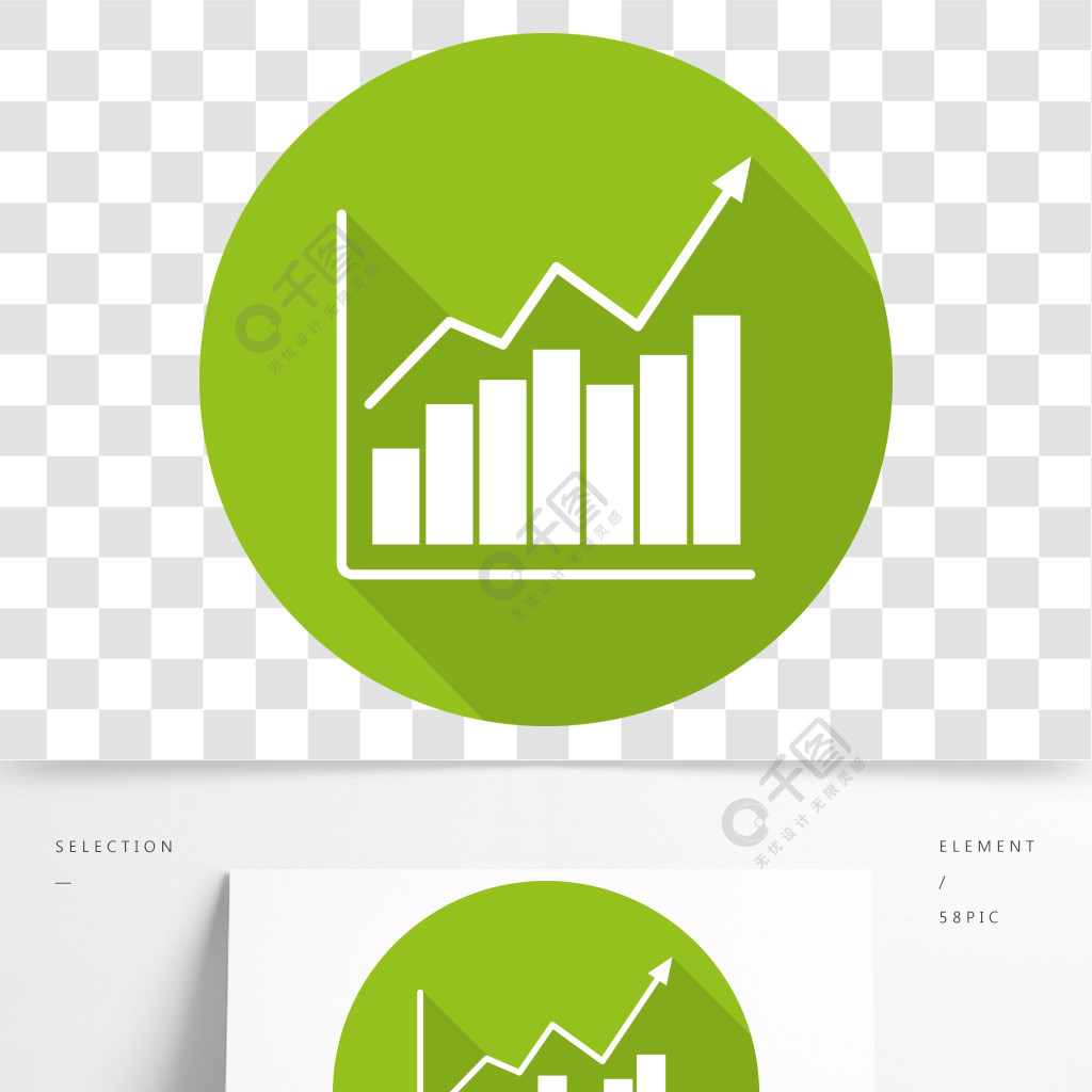 市場增長圖表平面設計長長的陰影圖標圖業務統計圖矢量輪廓符號市場
