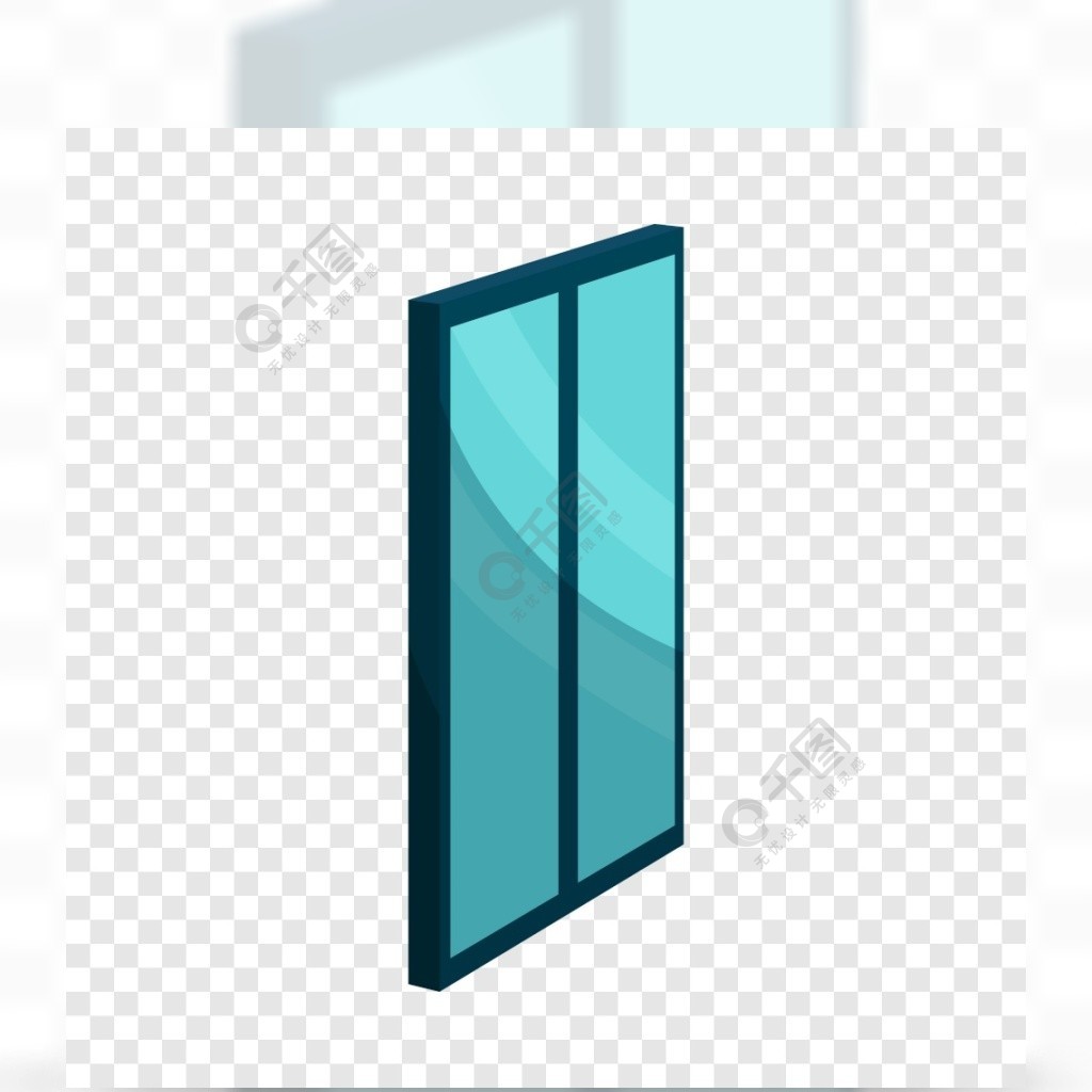 蓝色玻璃门图标门网络设计的传染媒介象的动画片例证蓝色玻璃门图标