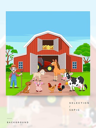 8814farm中的卡通农夫和农场动物farm中的卡通农夫和农场动物8819122