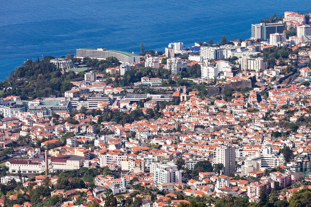 丰沙尔鸟瞰图,葡萄牙马德拉岛