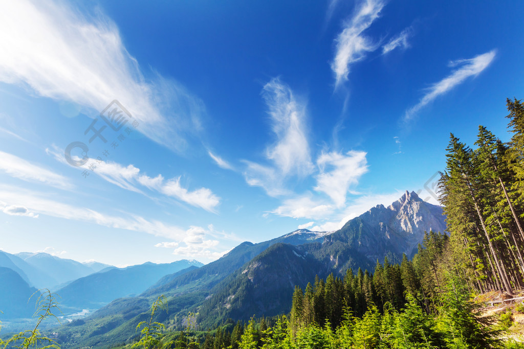 夏季加拿大落基山脈風景如畫的山景