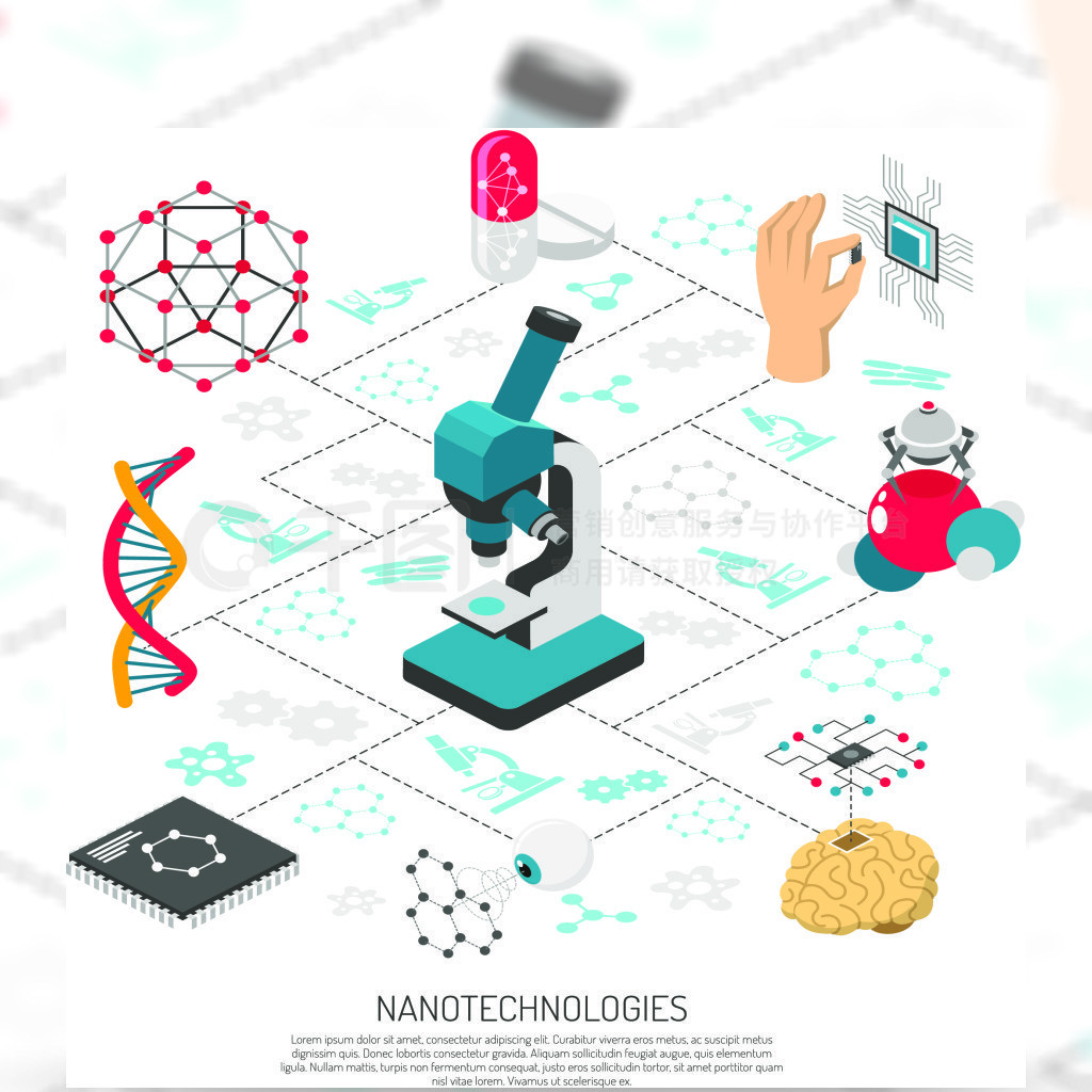 ΢nanorobotǺҩƬNanotechnologiesͼڰɫ3d֤׼Ⱦͼ