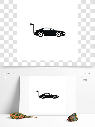 在白色背景上孤立的简单风格的电动汽车图标电动汽车图标，简约风格