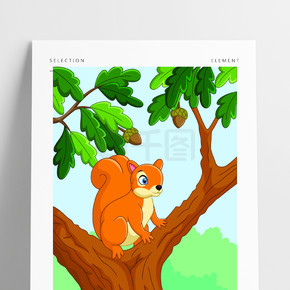 松鼠简笔画颜色树上图片