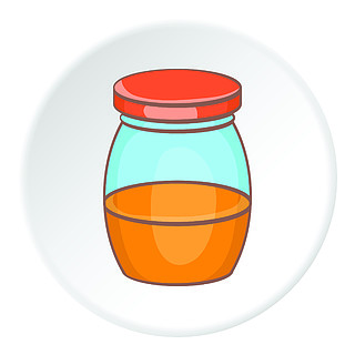 圆圈背景上的卡通风格食品符号矢量图卡通风格的罐子图标中的小蜂蜜
