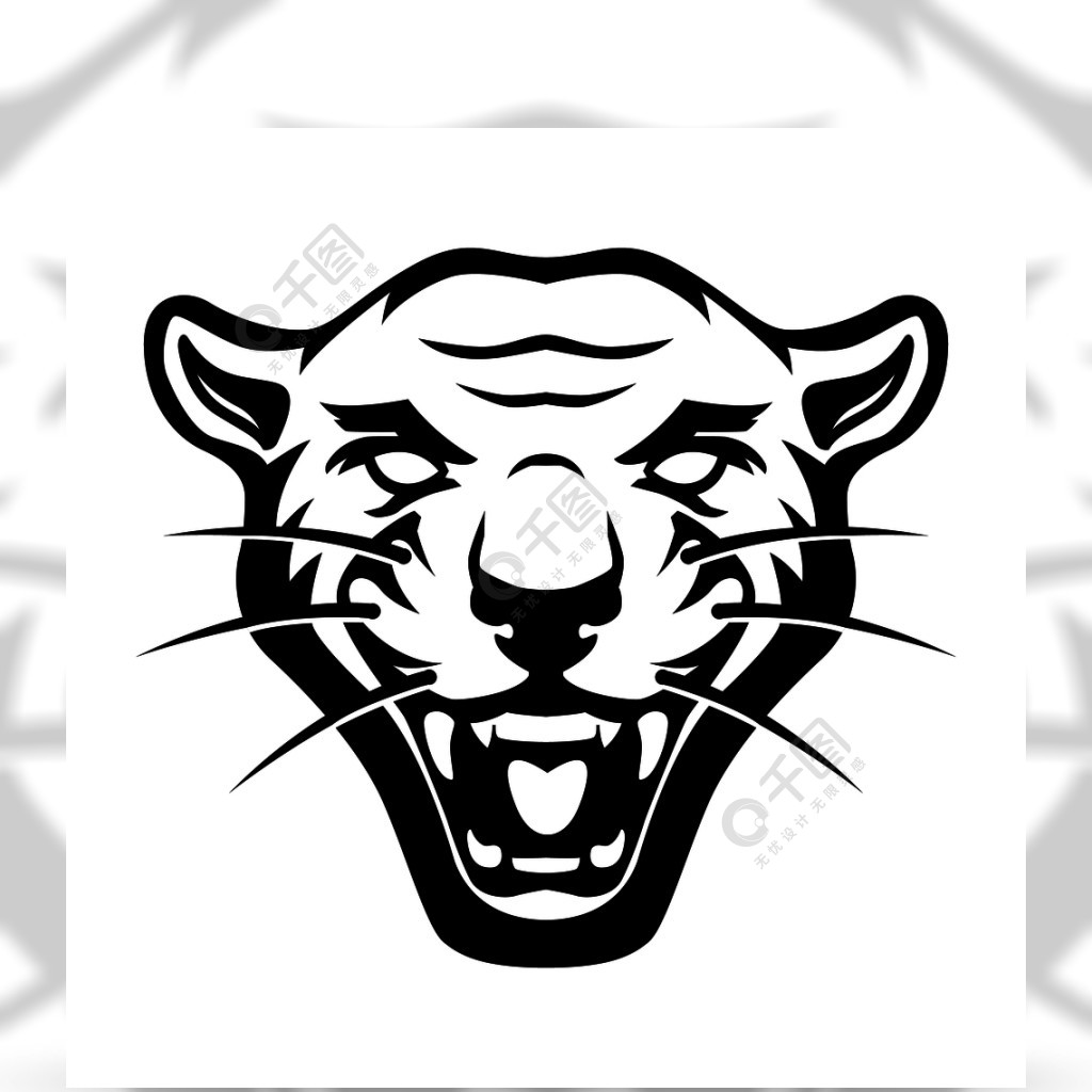 豹头的例证在白色背景的标志标签标志标志海报t恤的设计元素向量例证