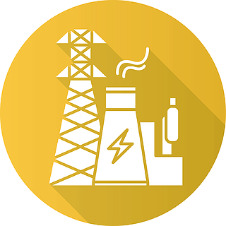 能源行业黄色平面设计长长的影子标志符号图标发电和输电电气部门核