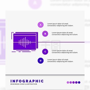 音頻,頻率,赫茲,序列,網站和演示文稿的圖表模板glyph紫色圖標圖樣式
