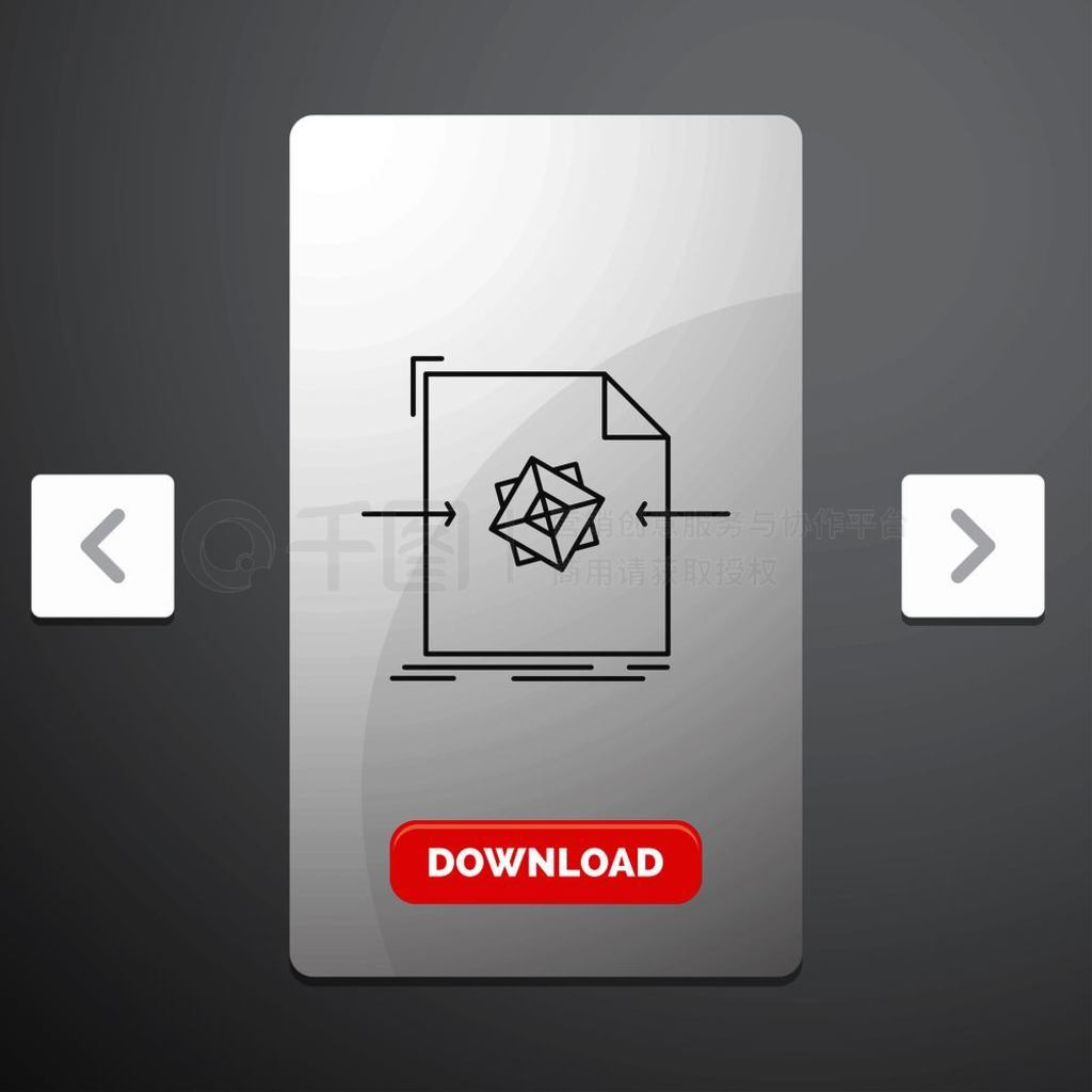 3dĵļ󣬴Carousal Pagination Slider DesignRed Download ButtonеLine IconʸEPS10ģ屳
