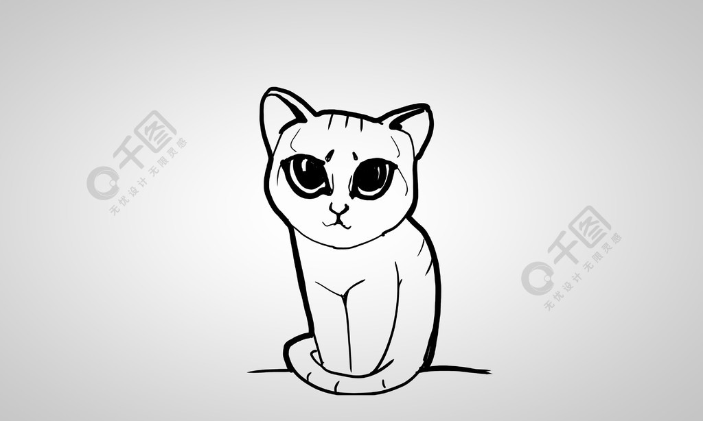 坐着的猫的简笔画图片