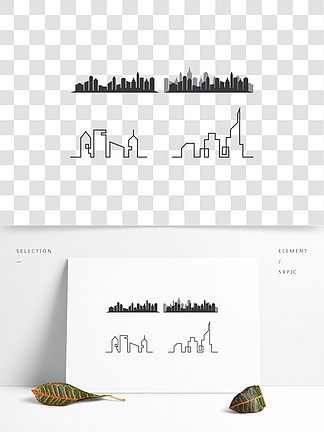 现代城市天际线城市剪影平面设计中的矢量图