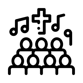 教堂唱诗班唱歌歌曲音乐会矢量图标细线麦克风和动态,音乐会和剧院