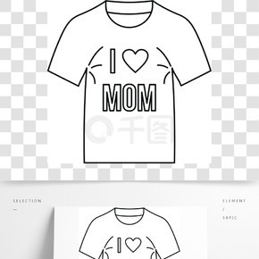 我爱妈妈衬衫图标概述我爱妈妈衬衫网站矢量图标的插图我爱妈妈衬衫图标，轮廓样式
