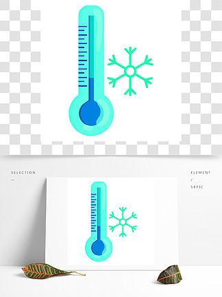 在动画片样式的冻结的温度计和<i>雪</i><i>花</i>象在白色背景冰冻的温度计和<i>雪</i><i>花</i>图标