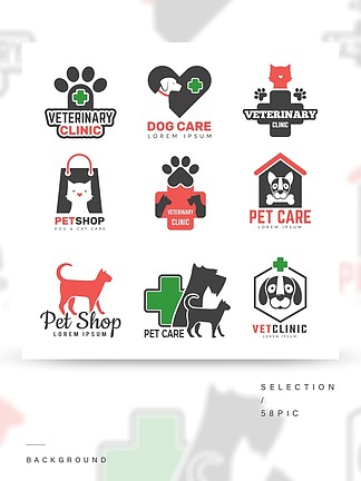 宠物店的标志家畜兽医诊所狗猫保护符号矢量设计模板3593卡通猫元素