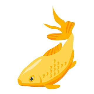 金鱼与大尾巴的图标等距的金鱼与孤立的白色背景上的网络设计的大尾巴