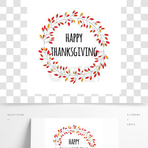 感恩节快乐卡与装饰花环，多彩的设计，矢量图