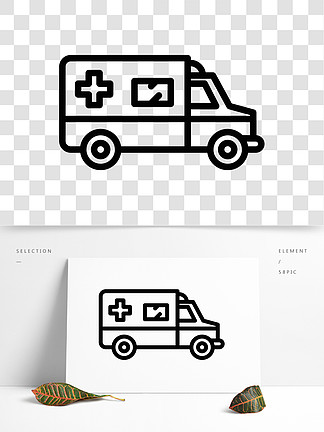 救<i>援</i>救护车图标概述在白色背景上网络设计的抢救救护车矢量图标救<i>援</i>救护车图标，轮廓样式