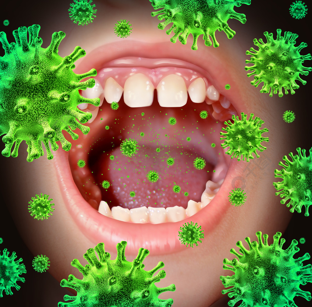 传染性疾病会张开人类的嘴传播病毒感染,传播感冒或流感症状时咳嗽时