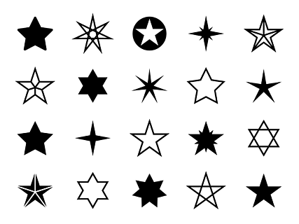 星形形状设置不同的星星形状,圣诞节图形上升,评级和成功,投票符号奖