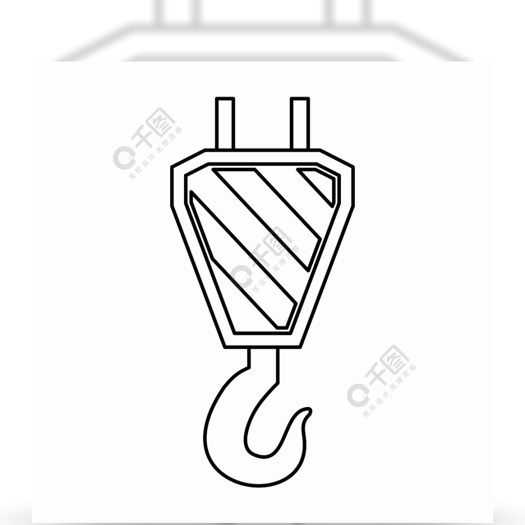 抬头在概述样式的勾子象在一个白色背景传染媒介例证起重机吊钩图标