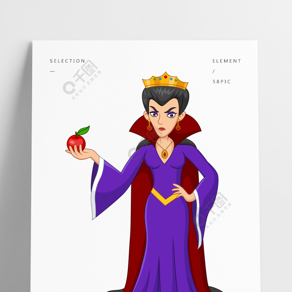 邪恶的女王拿着毒苹果