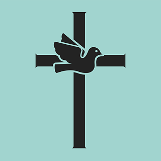 鸽子与十字架宗教标志向量例证