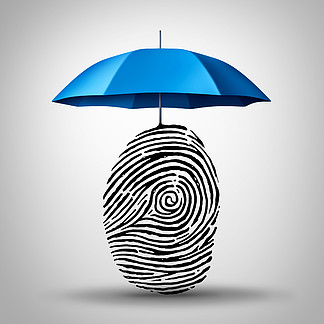 身份保护和ID欺诈<i>安</i><i>全</i><i>性</i>作为保护指纹或指纹图标（作为身份<i>安</i><i>全</i>符号和消费者信息保护者）的保护伞