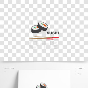寿司矢量图标标签插画设计模板