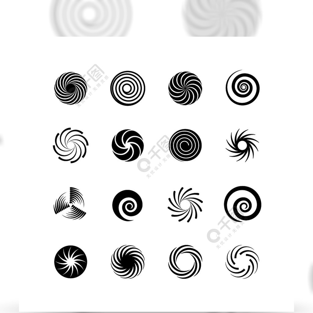 图形集合例证螺旋圈子转动和漩涡自转象旋转的圈子抽象螺旋和液体旋转