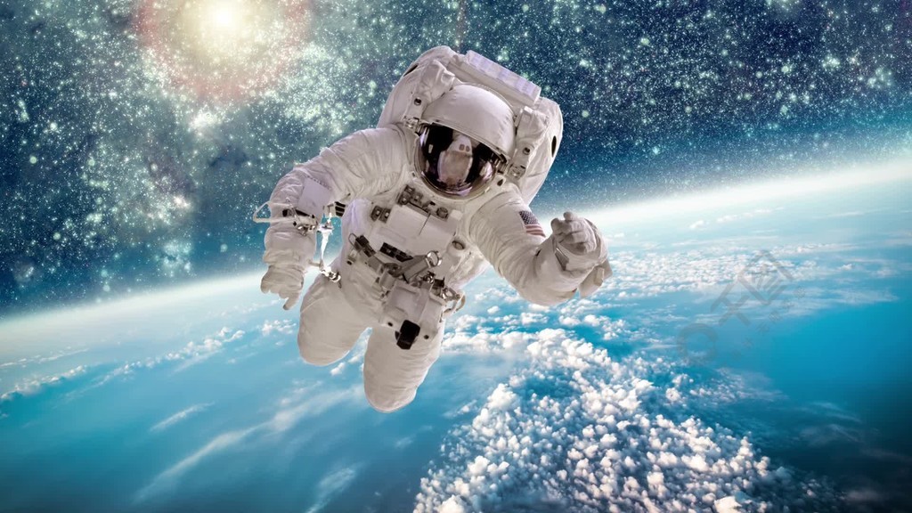 在太空中的宇航员在行星地球的背景下美国宇航局提供的这张图片的元素
