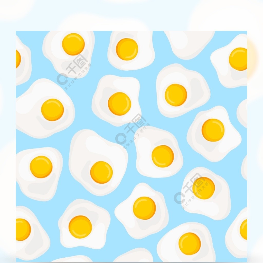 动画片在明亮的蓝色背景传染媒介例证的蛋样式卡通鸡蛋图案