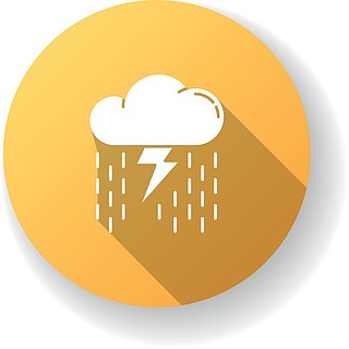 图标天气预报,气象预报强暴雨,阵雨下雨与雷电剪影rgb彩色插图的雷云