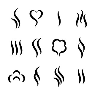 香气蒸汽图标温暖的蒸气和烹饪气味是抽象的符号,香气和油的气味矢量