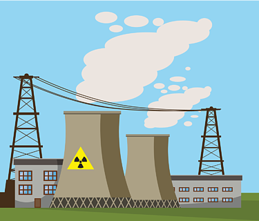 核电站图标核电站网的传染媒介象的动画片例证核发电厂图标,卡通风格